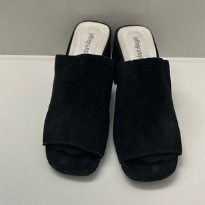 Jeffrey Campbell Perpétua Black Suede Block Heel Slide Sandals 7.5 like new